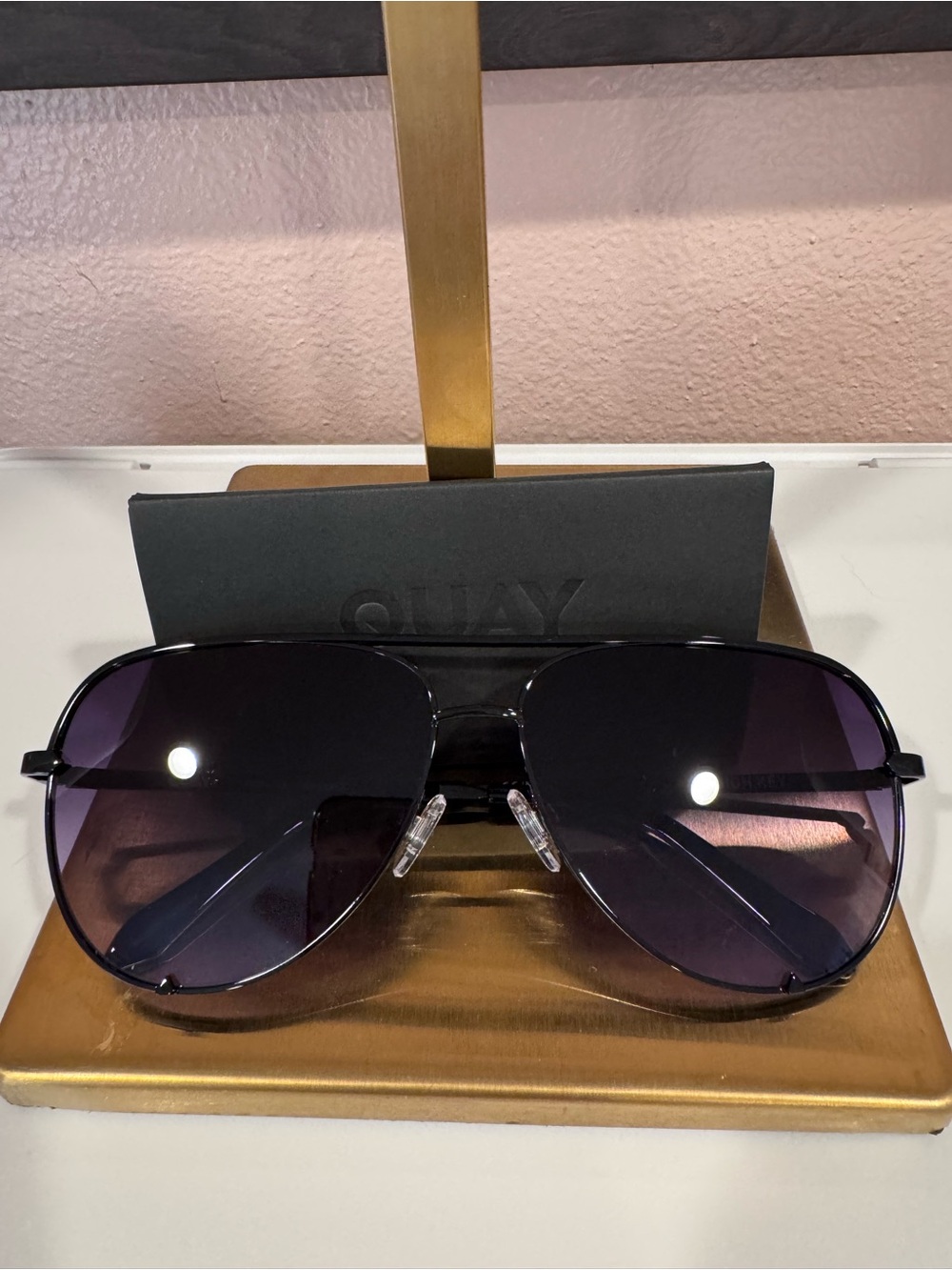 Quay Australia Men’s Black Aviator Sunglasses Polarized
